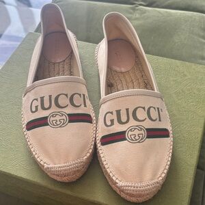 Gucci Women's Cream Logo Espadrilles